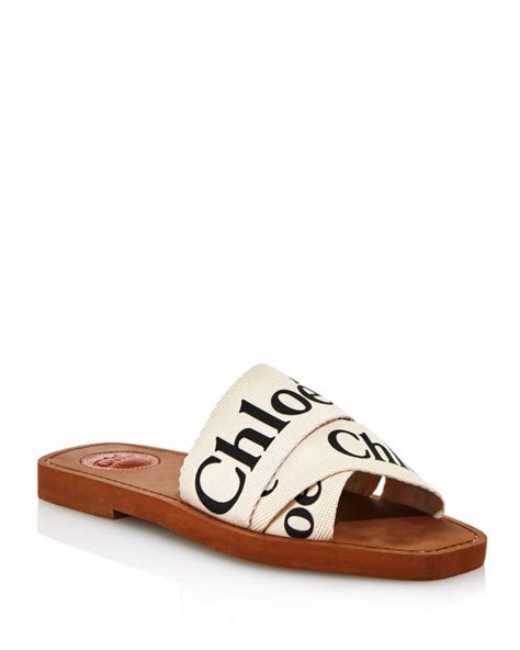 chloe woody logo slides|chloe woody flat sandals.